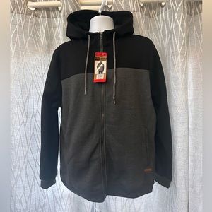 Voyager Men’s Black & Grey Winter Hoodie NWT - Size Medium - High Collar Zip